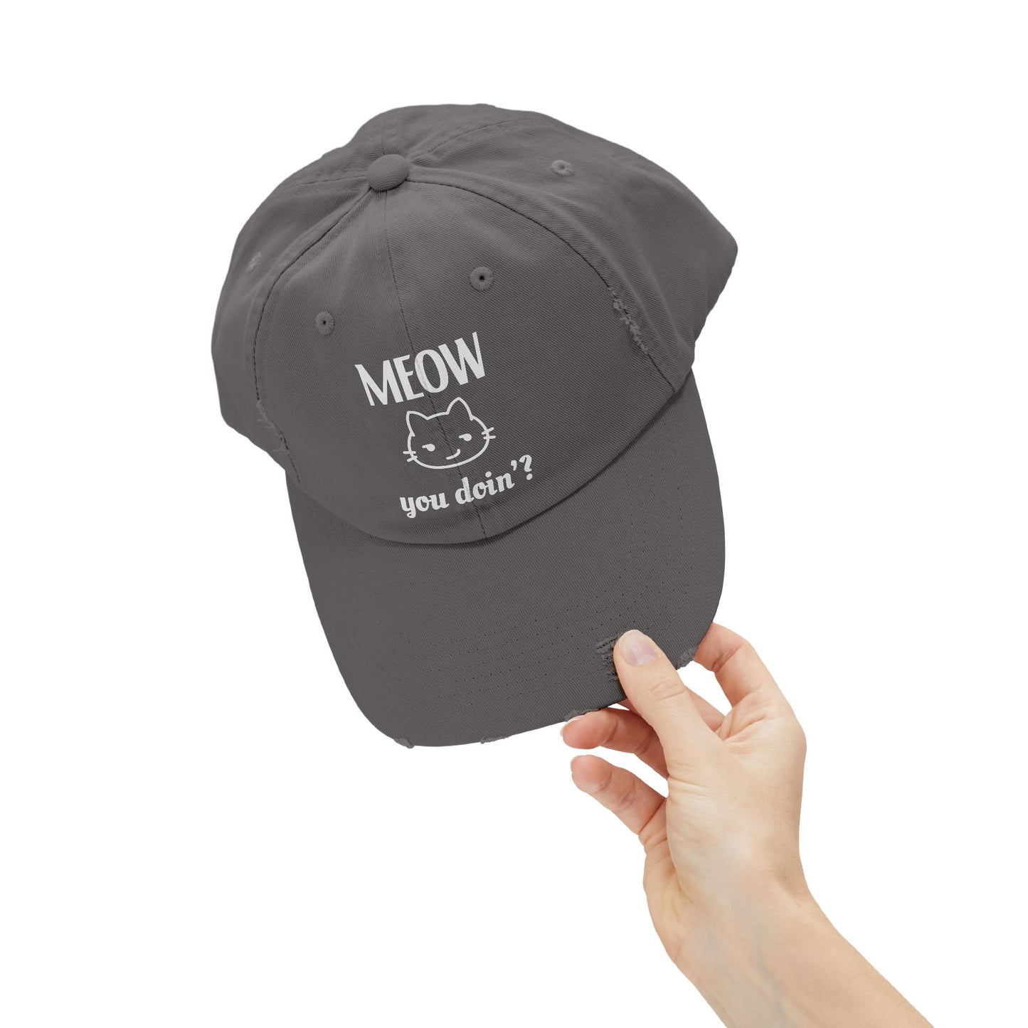 "Meow You Doin?" Distressed Cap