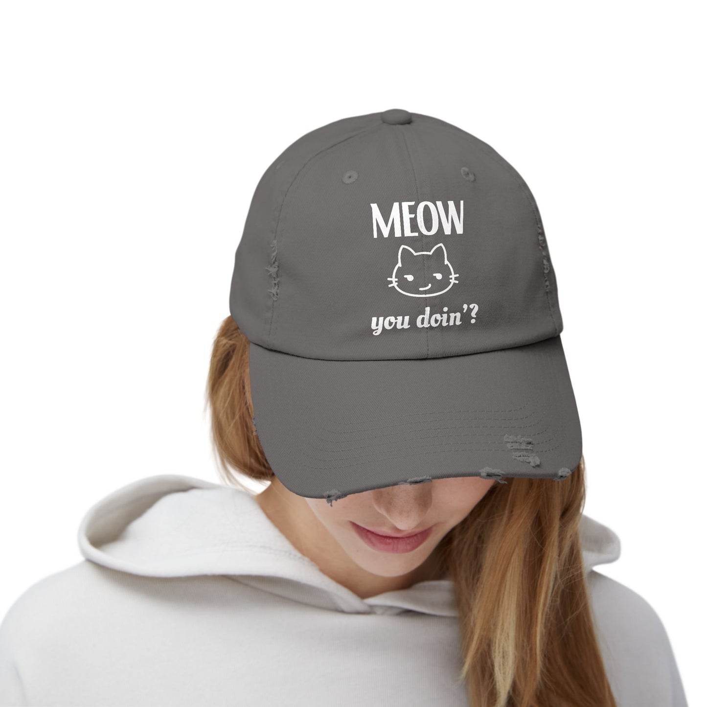 "Meow You Doin?" Distressed Cap